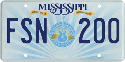 MS license plate FSN200