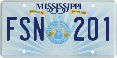 MS license plate FSN201