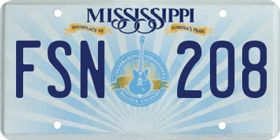 MS license plate FSN208