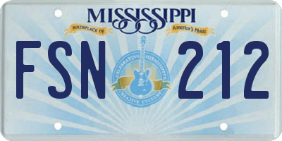 MS license plate FSN212