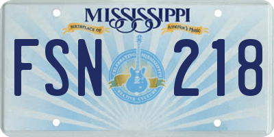 MS license plate FSN218