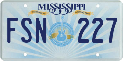 MS license plate FSN227