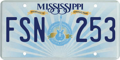 MS license plate FSN253