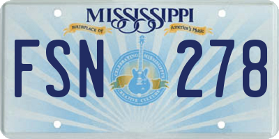 MS license plate FSN278