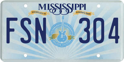 MS license plate FSN304