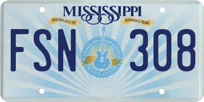 MS license plate FSN308