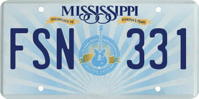 MS license plate FSN331
