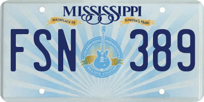MS license plate FSN389