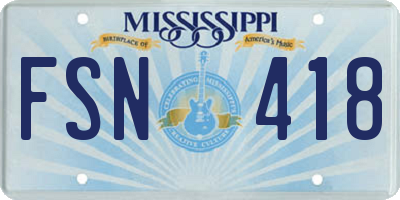 MS license plate FSN418
