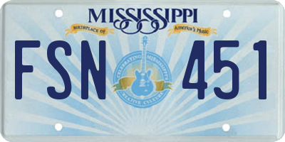 MS license plate FSN451