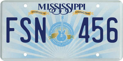 MS license plate FSN456