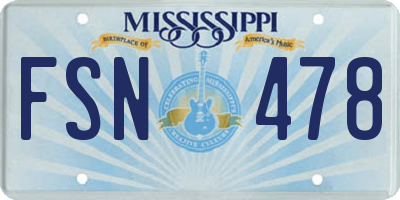 MS license plate FSN478
