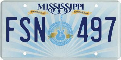 MS license plate FSN497
