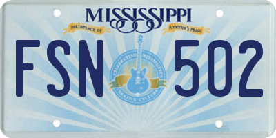 MS license plate FSN502