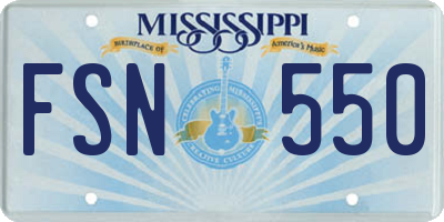 MS license plate FSN550