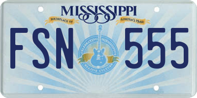 MS license plate FSN555