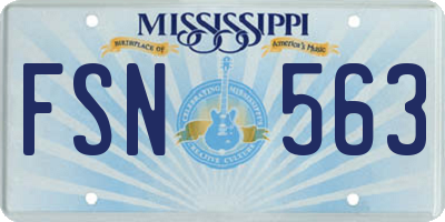 MS license plate FSN563