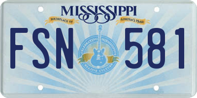 MS license plate FSN581