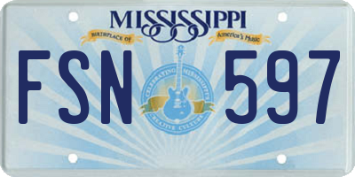 MS license plate FSN597