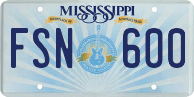 MS license plate FSN600