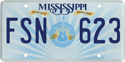 MS license plate FSN623