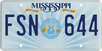 MS license plate FSN644