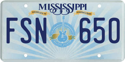 MS license plate FSN650