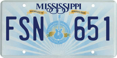 MS license plate FSN651