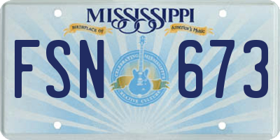 MS license plate FSN673