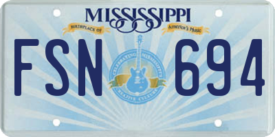 MS license plate FSN694
