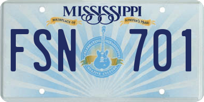 MS license plate FSN701