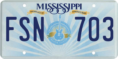 MS license plate FSN703