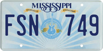 MS license plate FSN749