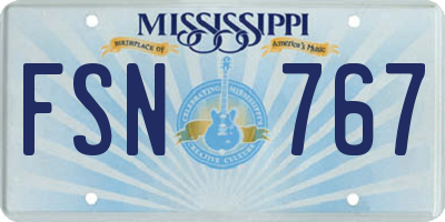 MS license plate FSN767