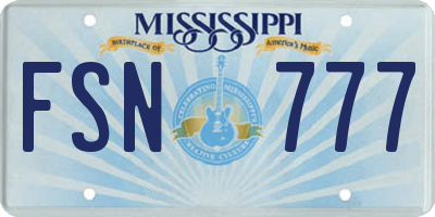 MS license plate FSN777