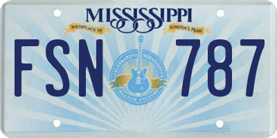 MS license plate FSN787