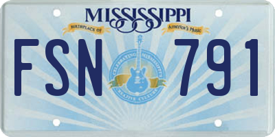 MS license plate FSN791