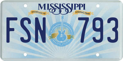 MS license plate FSN793