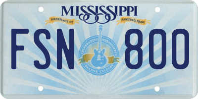 MS license plate FSN800
