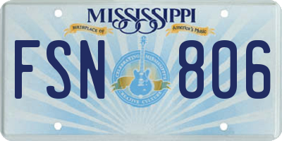 MS license plate FSN806