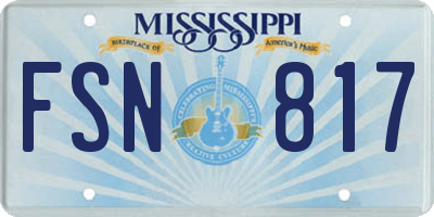 MS license plate FSN817