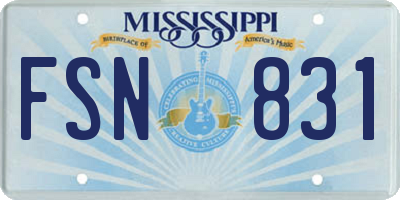 MS license plate FSN831