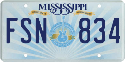 MS license plate FSN834