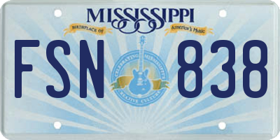 MS license plate FSN838