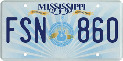 MS license plate FSN860