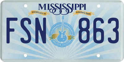 MS license plate FSN863