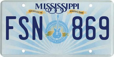 MS license plate FSN869