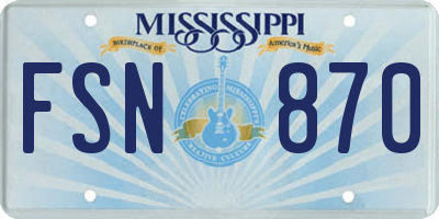 MS license plate FSN870