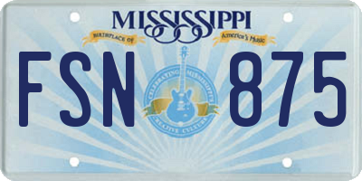 MS license plate FSN875