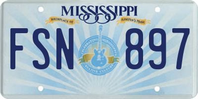MS license plate FSN897
